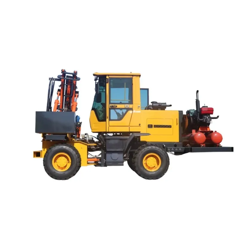 Diesel Engine Guardrail Post Driver Hydraulic Piling Rig For Highway Safety Barrier Construction Piling Support Equipment
