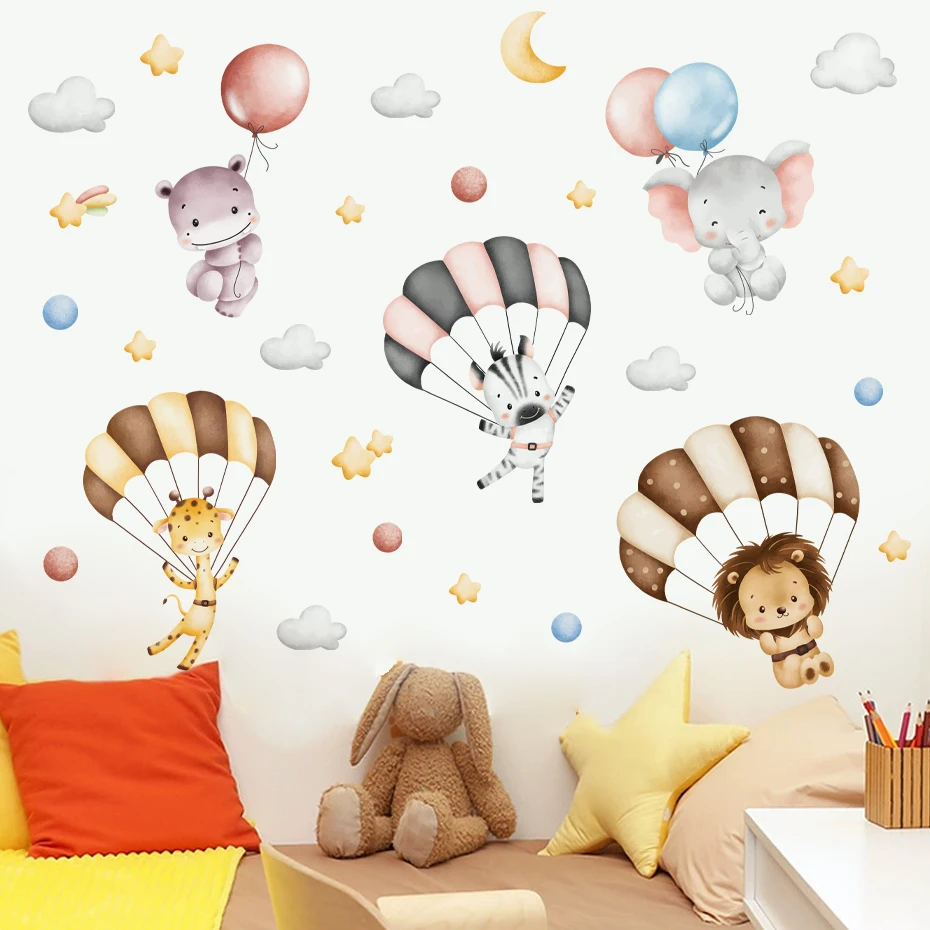 

Hand Painted Glide Animals Wall Stickers for Kids Nursery Baby Room Decor Removable Decals Eco-friendly DIY Posters Art