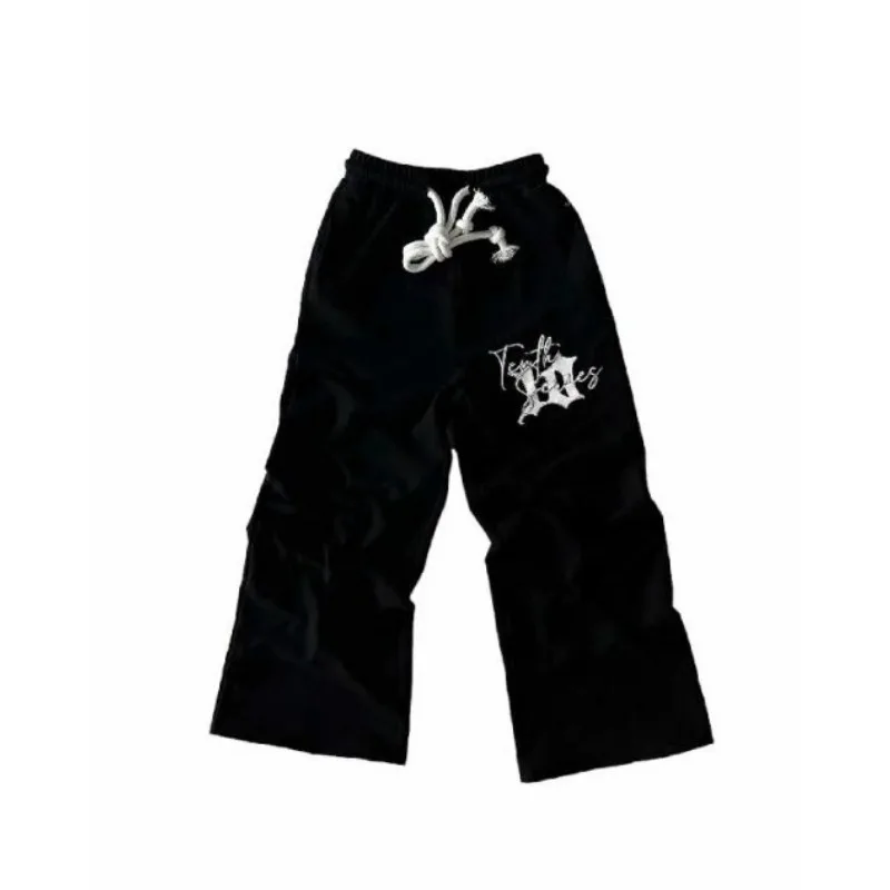 2026 Fashion American Letter Patch Retro Design Y2K Pants Baggy Sweatpants Kid Hip Hop Gothic Elastic Waist Jogging Casual Pants