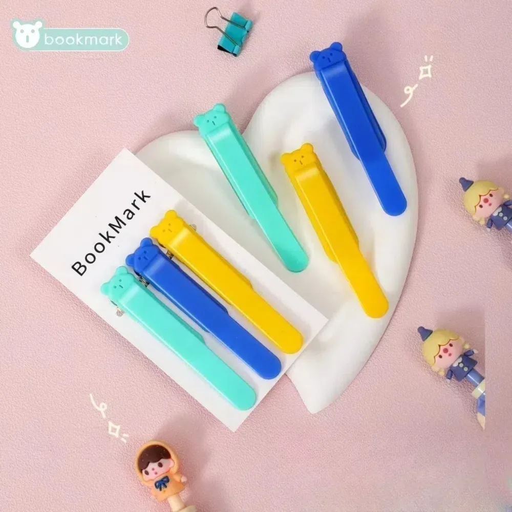 1/3 Pcs Cute Bear Bookmark Clip Automatically Follows Silicone Book Markers Stationery Supplies Notebook Page Divider