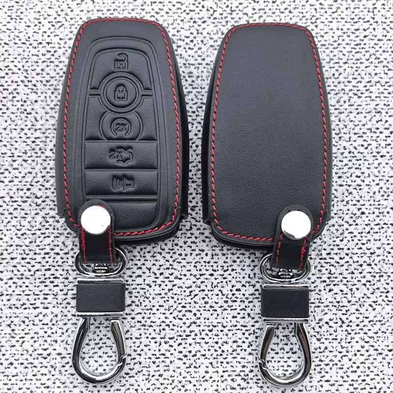 Leder 5-Tasten Autofernbedienungsgehäuse für Ford Explorer Mustang Fusion Escape F150 F250 F350 F450 F550 Abdeckung Schale Zubehör