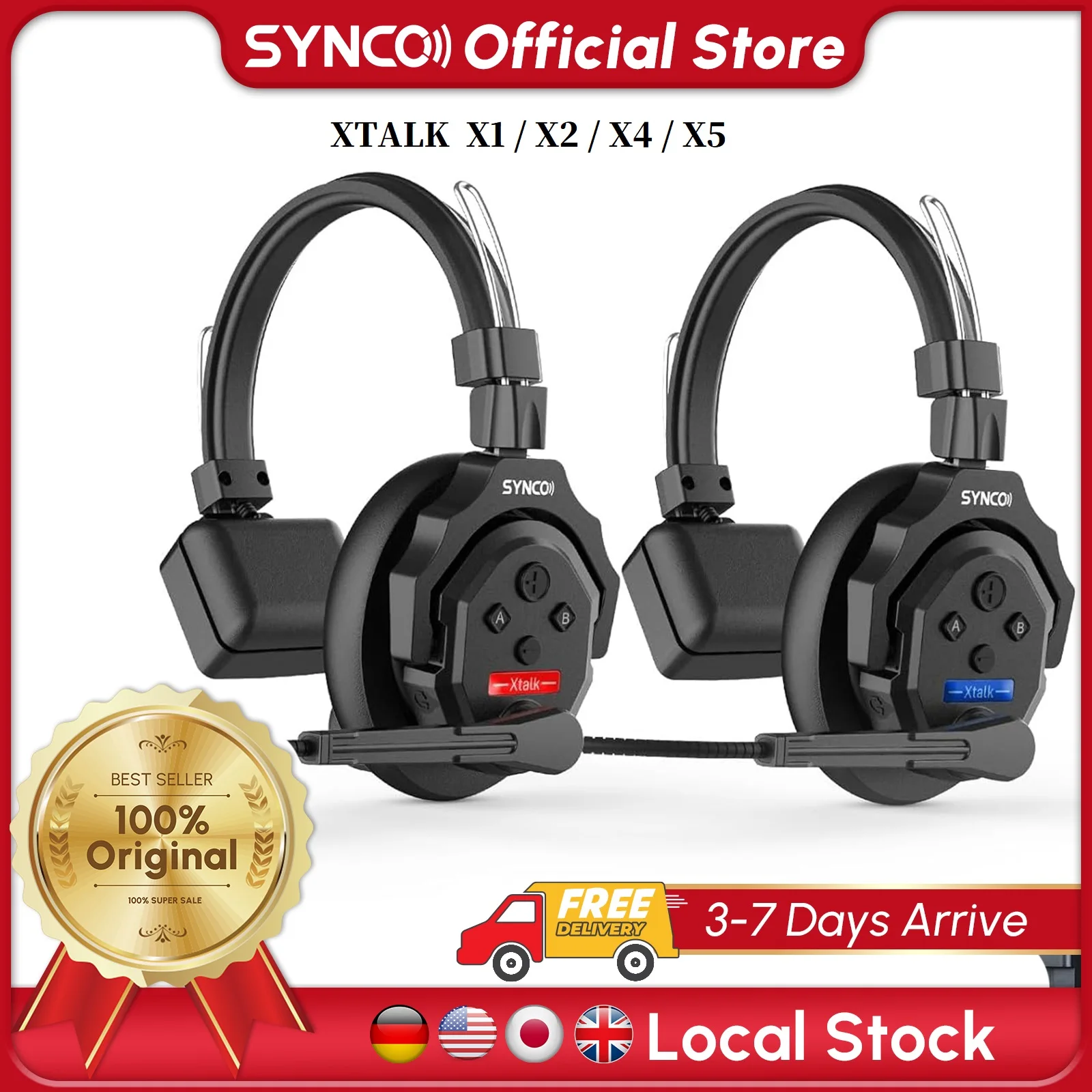 

SYNCO XTALK X2 X5 2.4G Wireless Intercom Headset System 2-Person 350M 1148FT 24H Working Time Noise Reduction for Video Shooting