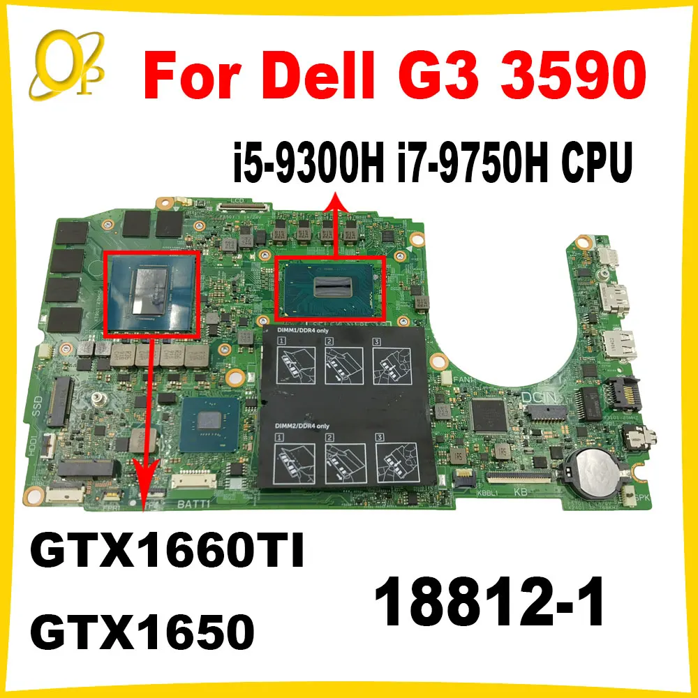 

FMG64 18812-1 Mainboard for Dell G3 3590 Laptop Motherboard with i5-9300H i7-9750H CPU GTX1660TI GTX1650 GPU Fully tested