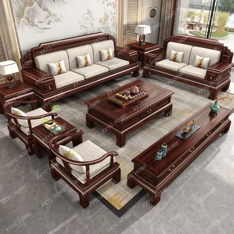 Lebony living room full solid wood sofa corner combination storage imitation classical furniture sectional sofa