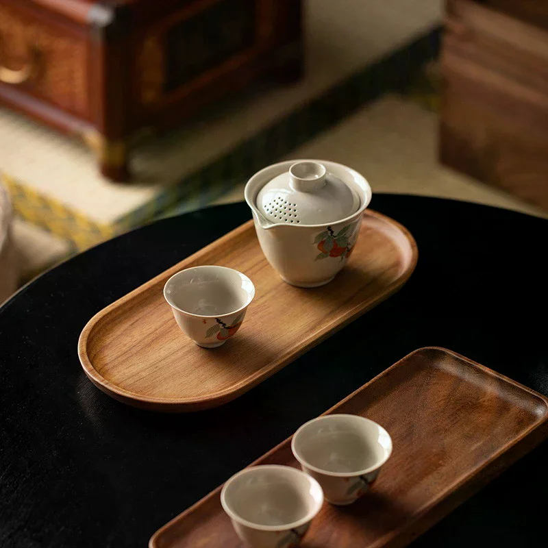 NUEVO EN OFERTA Vajilla de Madera Maciza, Plato Redondo para Postre, Bandeja de Madera Estilo Japonés, Plato para Aperitivos, Plato para Frutos Secos, Plato de Madera