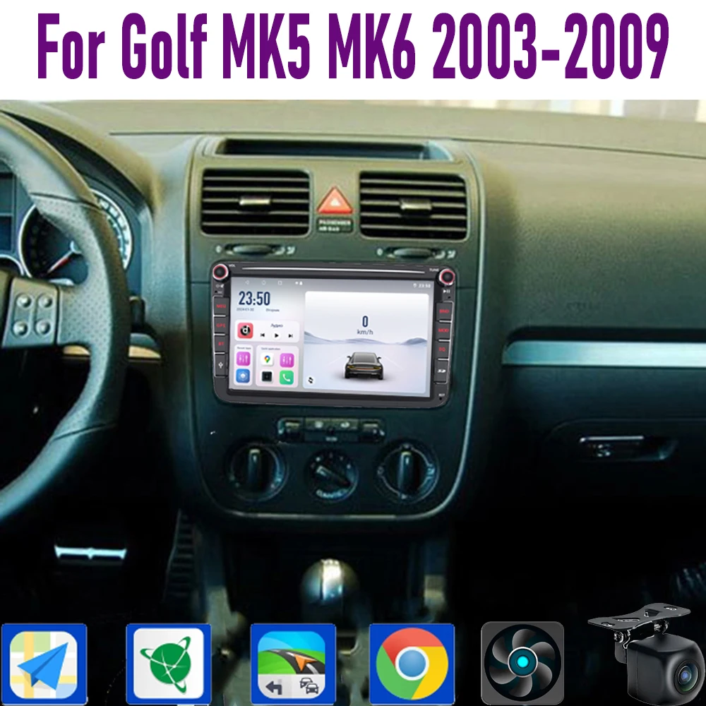 

GPS 8" For Golf MK5 MK6 2003-2009 Wireless CarPlay Android 15 Car Radio WIFI Multimedia Player Head Unit Google Map Camera 64GB
