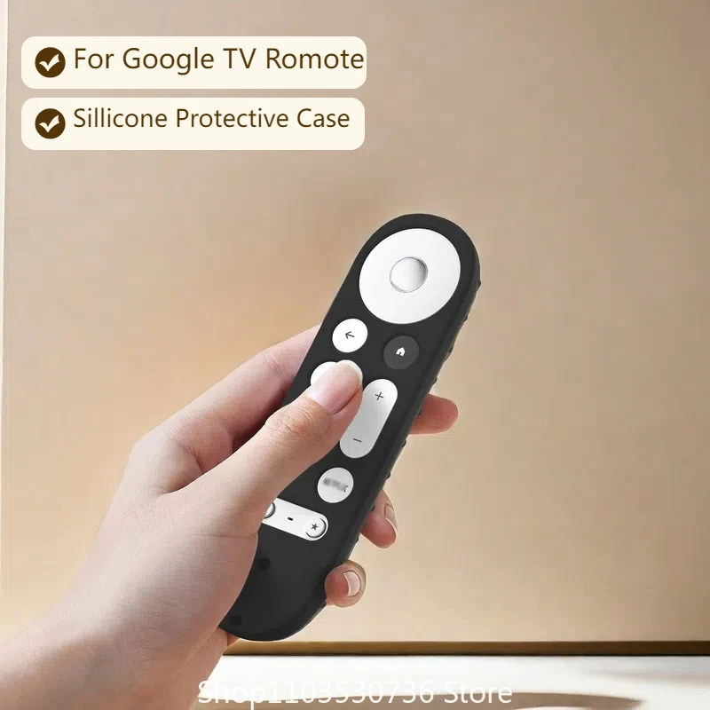 Silicone Protective Case with Lanyard for Google TV Streamer 4K 2024 Voice Remote Control Anti-Slipping Protection Cover Shell