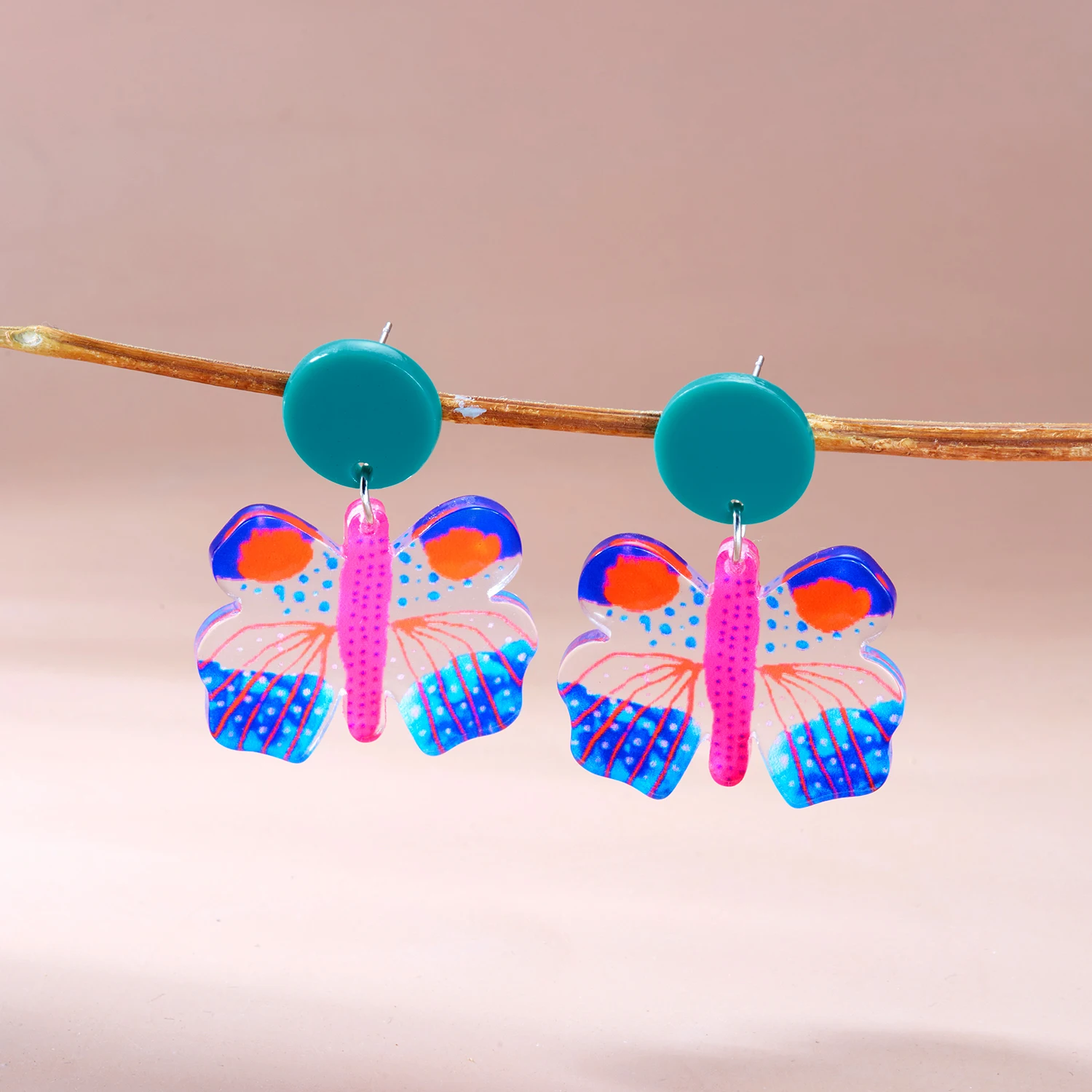 Bunte Muster Acryl Schmetterling Tropfen Ohrringe für Frauen Einfache Obst Geometrie Harz Baumeln Ohrringe Täglichen Schmuck Zubehör – Detail 14