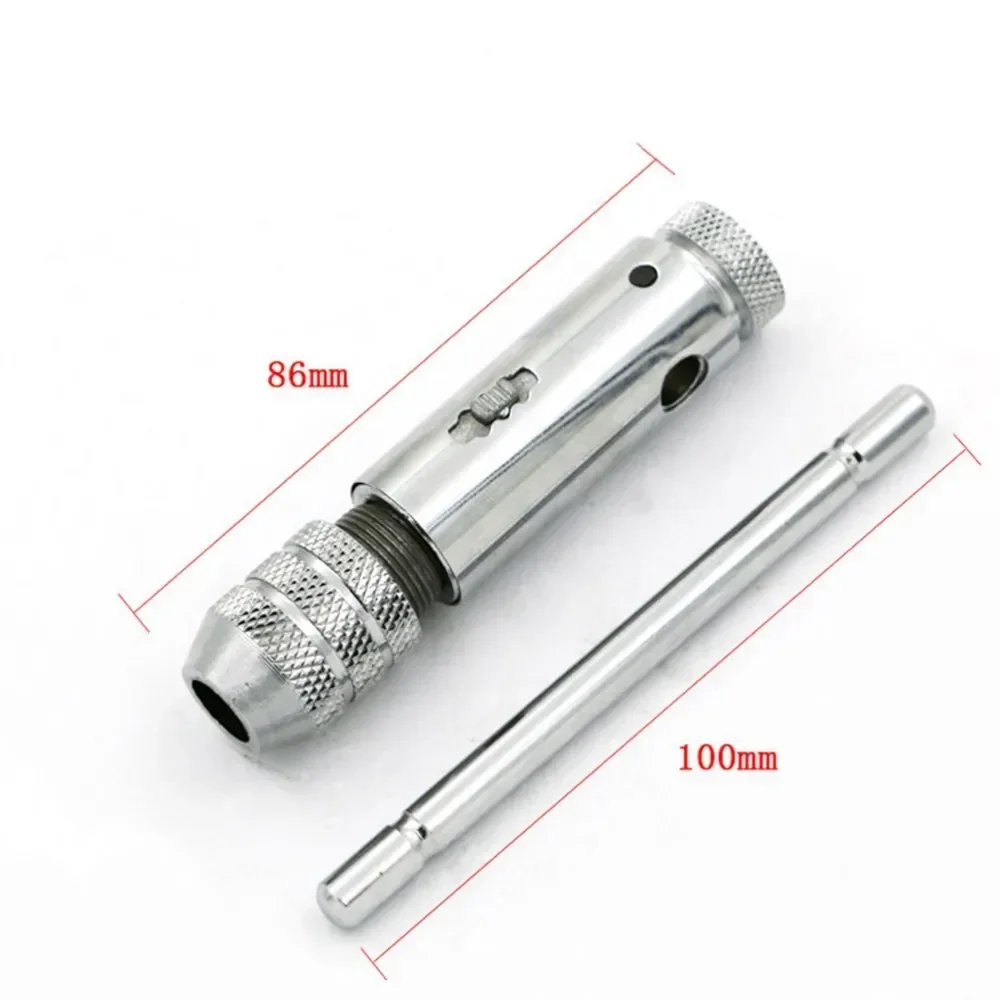 Adjustable Silver T-Handle Ratchet Tap Holder Wrench for M3-M8 3mm-8mm Machine Screw Thread Metric Plug T-shaped Tap