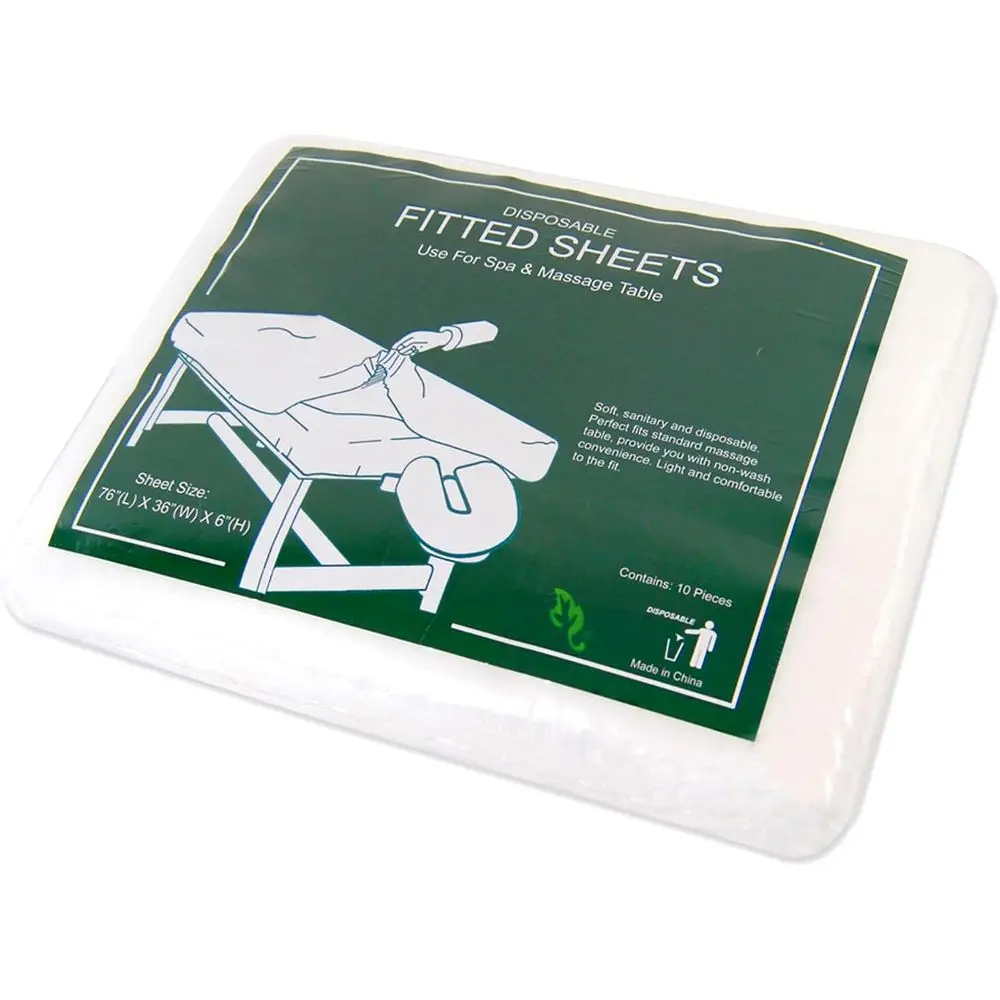 Disposable itted Massage Table Sheets 100 Ct. 76x36x6 or Spa Bed Esthetician Chair White Non Woven Elastic Protective Covers or