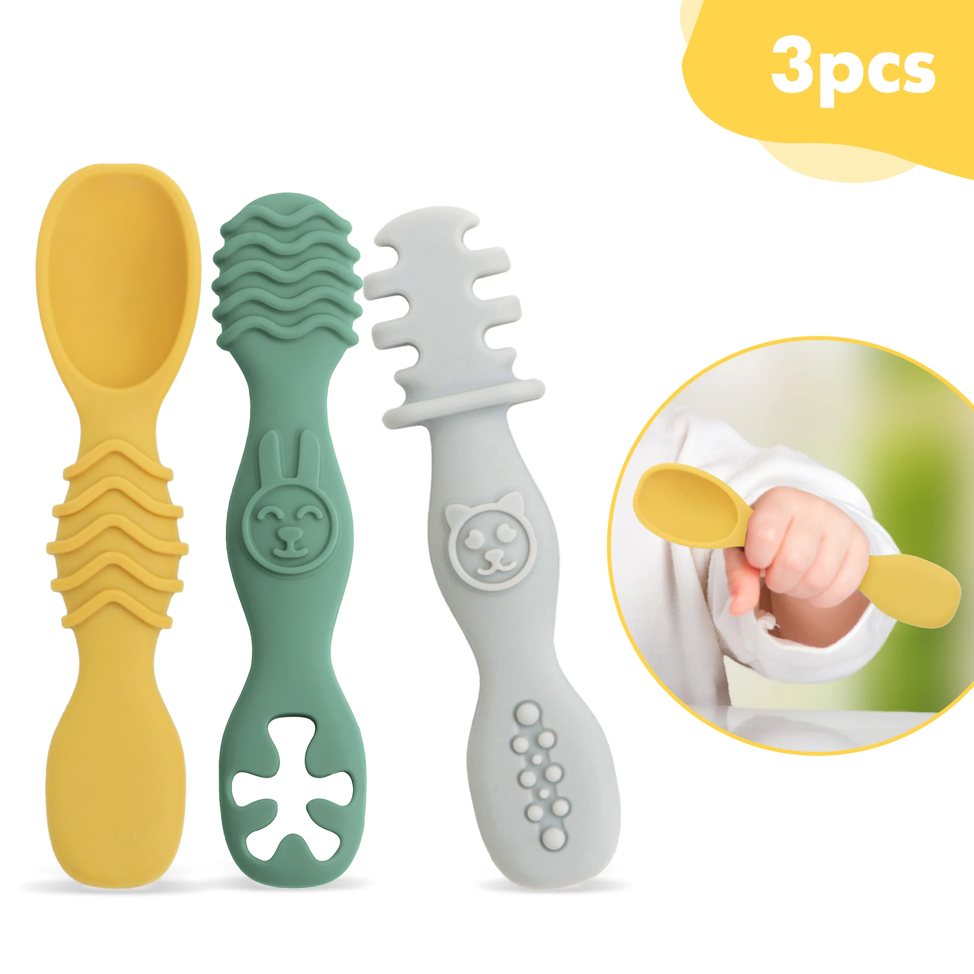 3-Piece Silicone Fe…