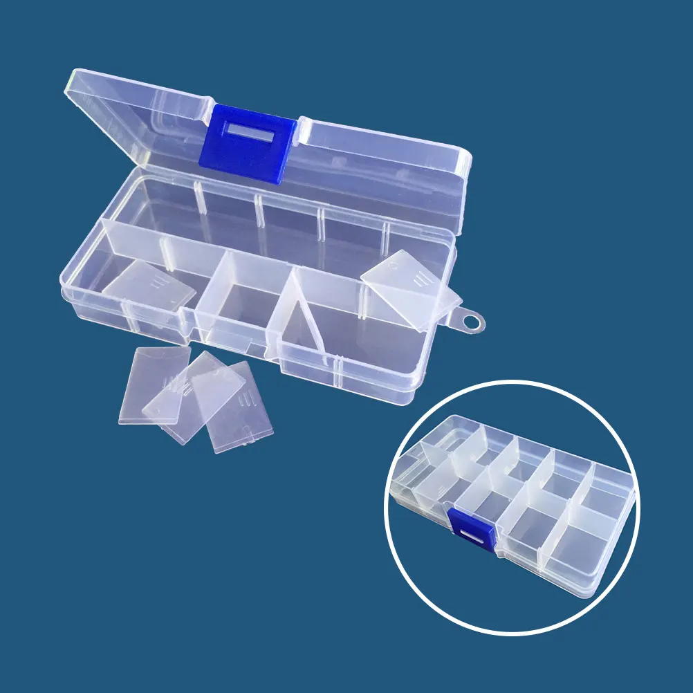 

5Pcs 10-Grid Plastic Organizer Box Adjustable Compartments for Earrings Beads Mini Jewelry Portable Storage Container Case