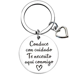 Spanish Fathers Day Gift for Trucker Dad Drive Safe Keychain Trucker Gift