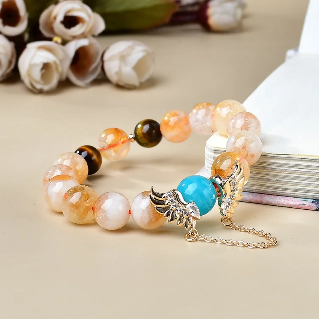 

Natural Huangta Crystal Tianhe Stone Yellow Tiger Eye Bracelet Women's Light Luxury Fashion Lucky Bracelet, Gift