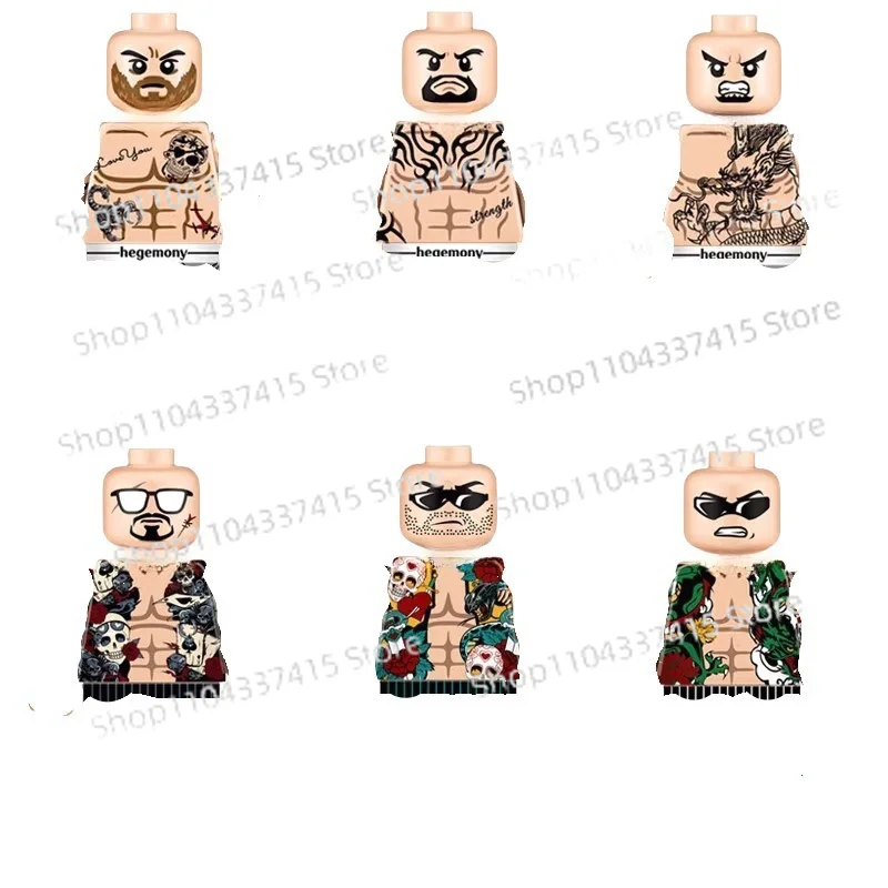 MOC Building Blocks Assemble Classic Old Flower Trendy Brand Tattoo Man Accessories Boy Collection Puzzle Ornament Toys
