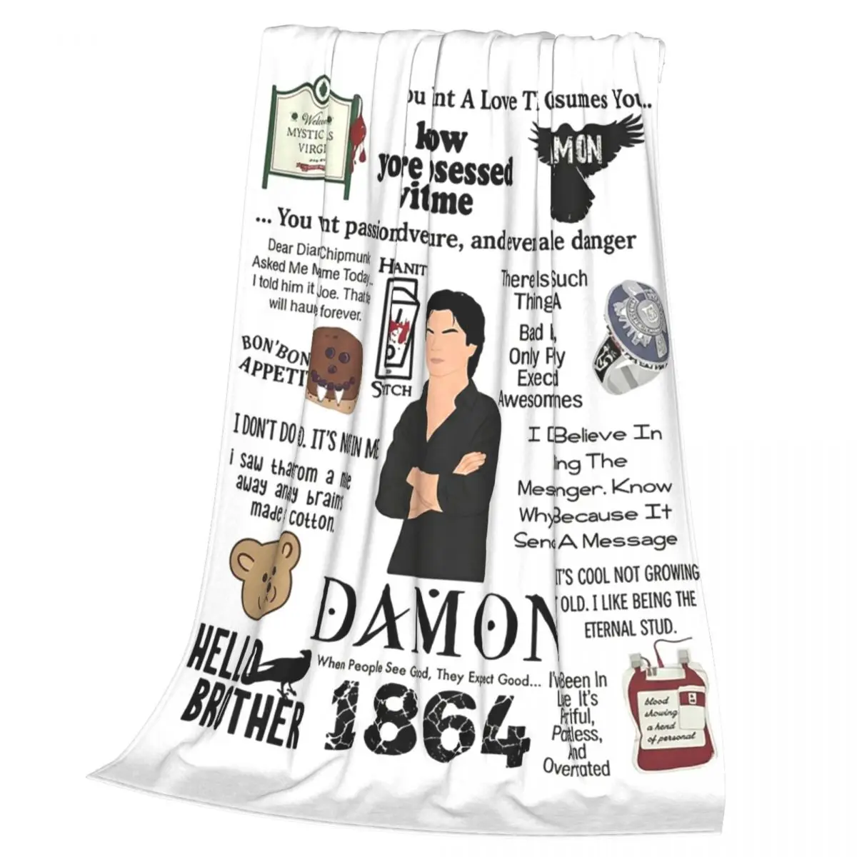 The Vampire Diaries Damon Salvatore TV Series Blankets Soft Warm Flannel Throw Blanket Cover for Bed  Picnic Travel Home Couch