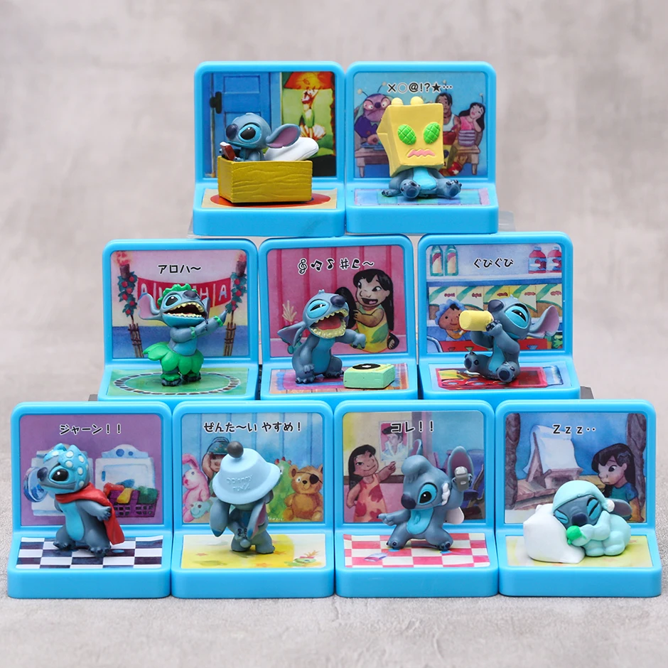 

Model Figural Lilo & Stitch Figure Toys PVC Cute Mini Decoration Figure Toy Hobbies Holiday Gift 9pcs/set