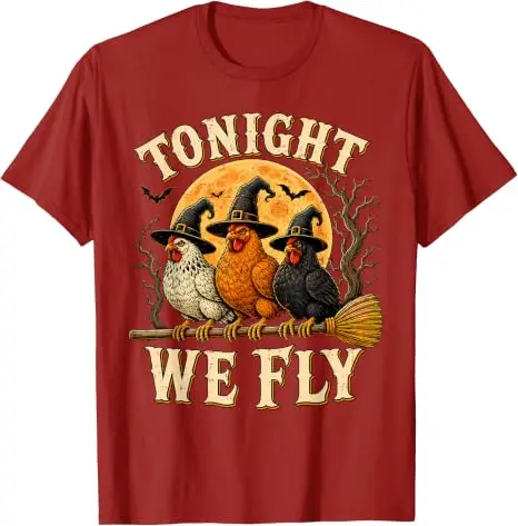 Heute Nacht fliegen wir, lustiges Hühner-T-Shirt, gruselige Saison, Bauernhof, Halloween-T-Shirt, Y2k-Humor, Bauern-Halloween-Partykleidung, grafische Bekleidung, Geschenke – Detail 10