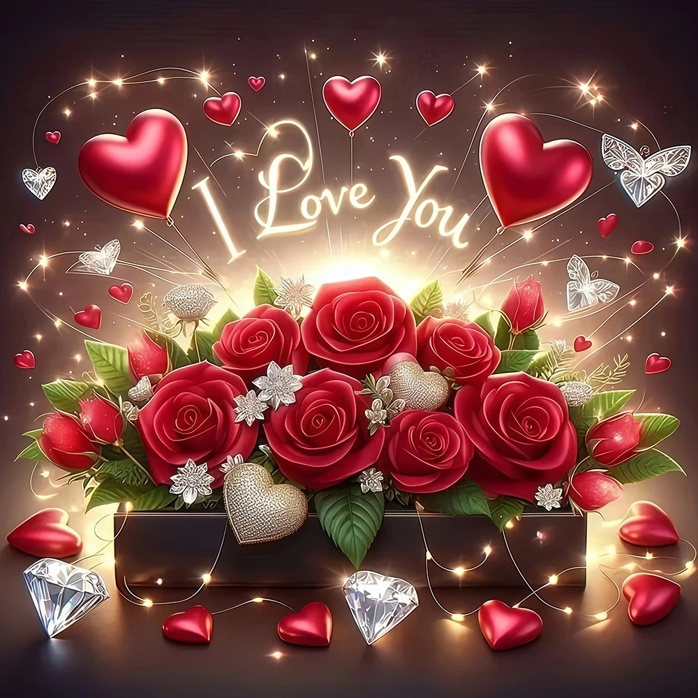 EverShine Diamond Painting Rose Full Drill Embroidery Flower 5D DIY Mosaic Heart Love Crafts Art Supplies Valentine's Day Gift