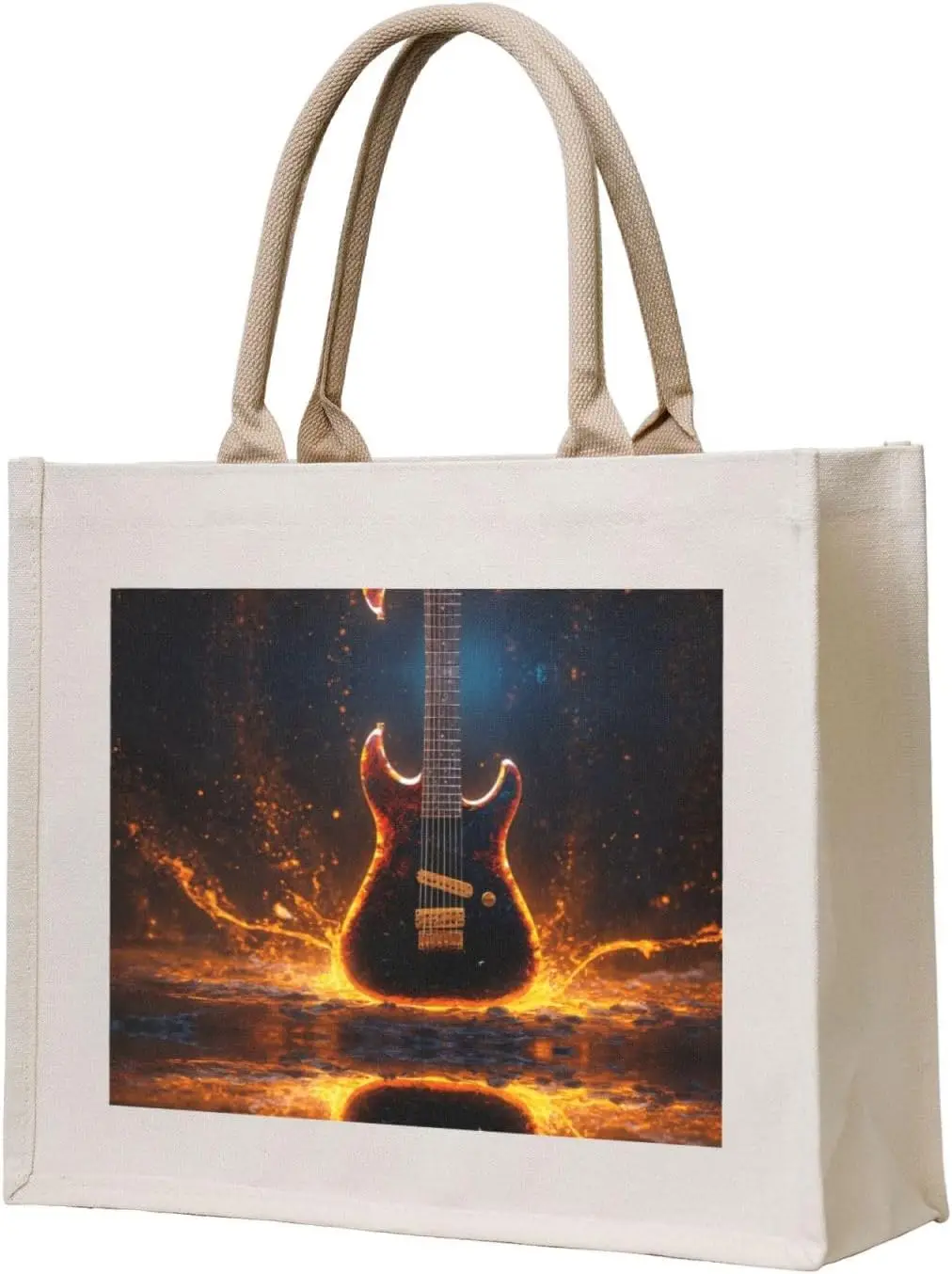 Electric Guitar Canvas Carrying Tote Bag,Personalized Present Bag, Womens Tote Bag For Yoga, Work,