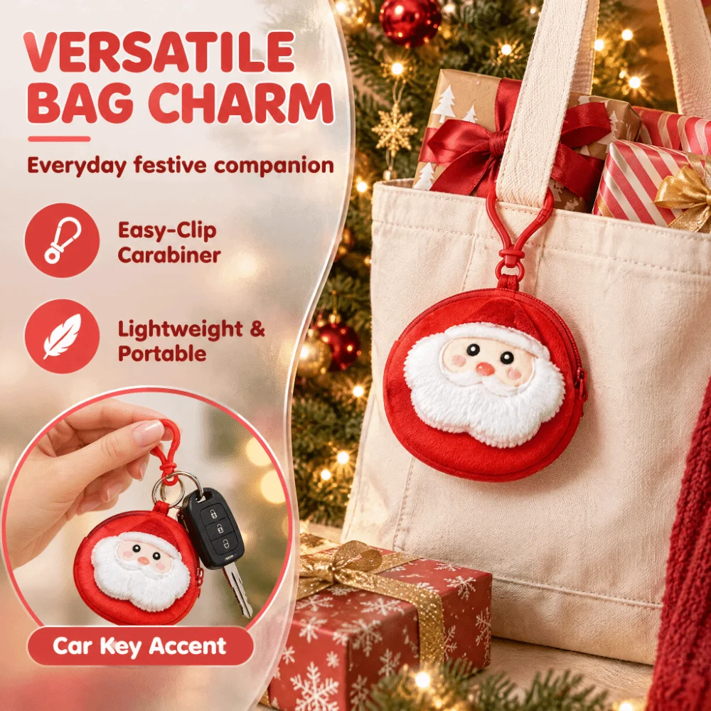 6PCS Snowflake Cute Christmas Coin Purse Santa Claus Cartoon Mini Wallet Elk Convenient Keychain Zipper Pouch Xmas Party Favor