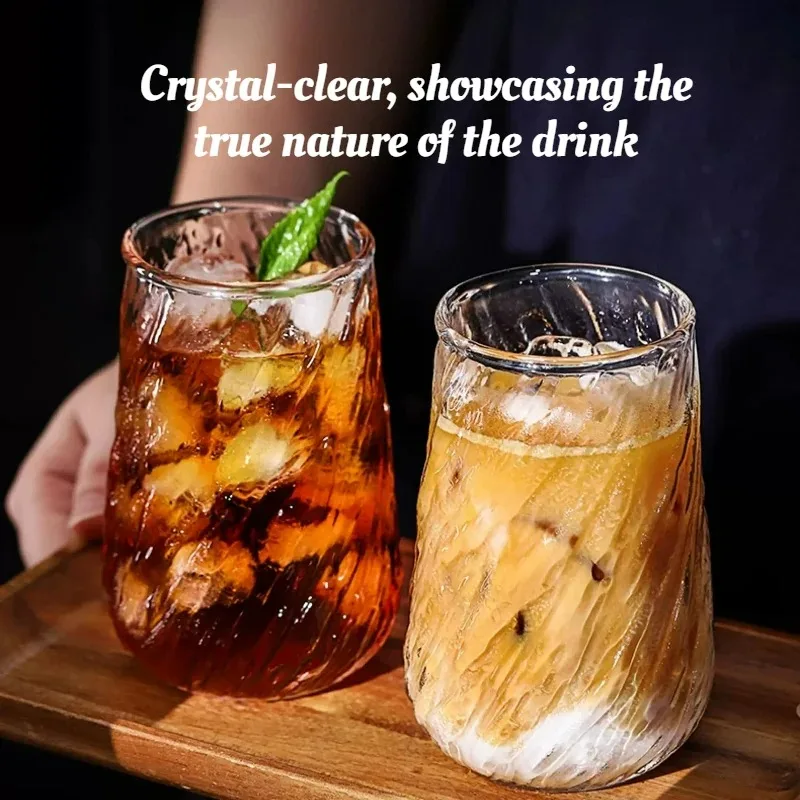 Retro and elegant American-style transparent glass coffee cup  stylish Italian style single serving mug for home use