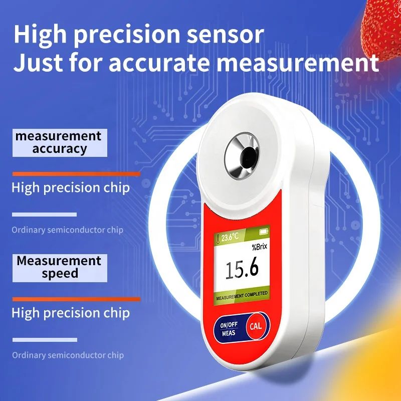 디지털 과일 브릭스 계량기 고정밀 설탕 함량 검출기, 굴절계 범위 0-55% 단맛 계량기