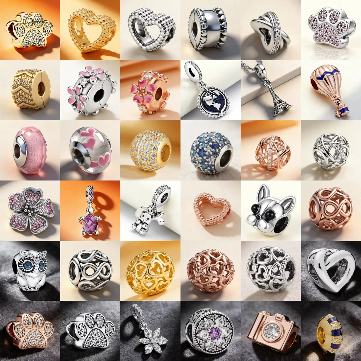 New 925 Silver Dog Claw Owl Globe Glass Beads Charm Beads Suitable for Original Bracelets DIY Women's High Jewelry Gifts