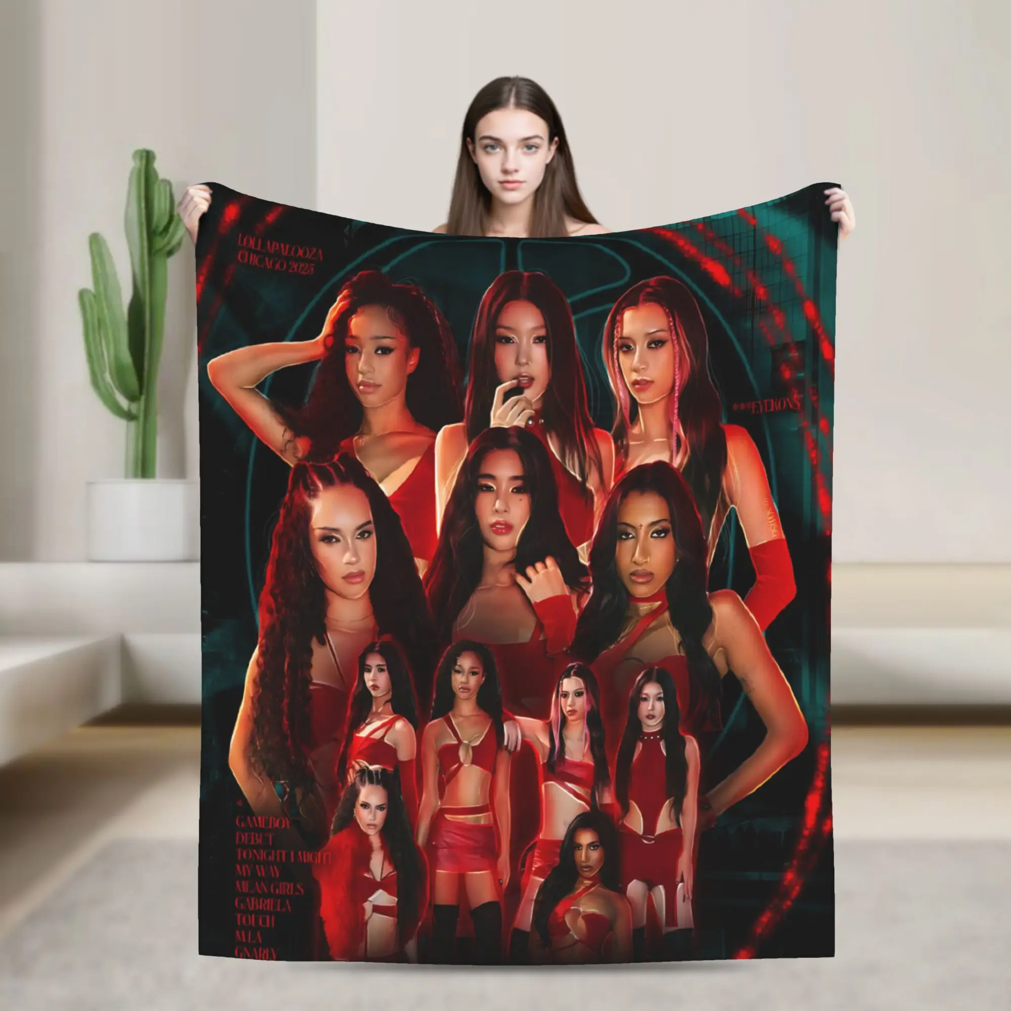 Katseye Music Girl Group Blanket Quality Cozy  Throw Blanket Winter Travel Car Living Room Funny Bedspread