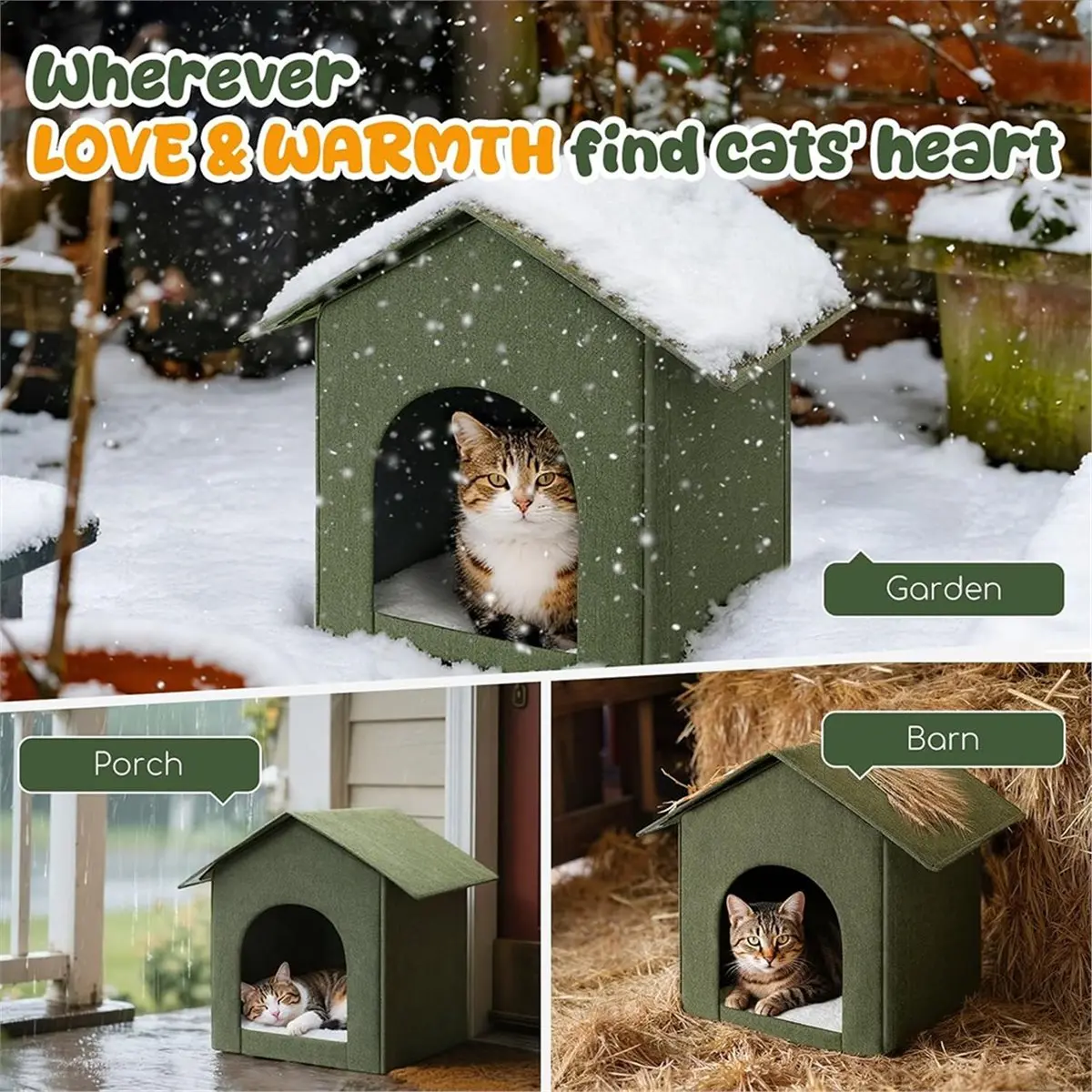 

Outdoor Cat Houses, Weatherproof Cat Shelters, Insulated Cat and Dog Houses, Waterproof Stray Cat Shelters A