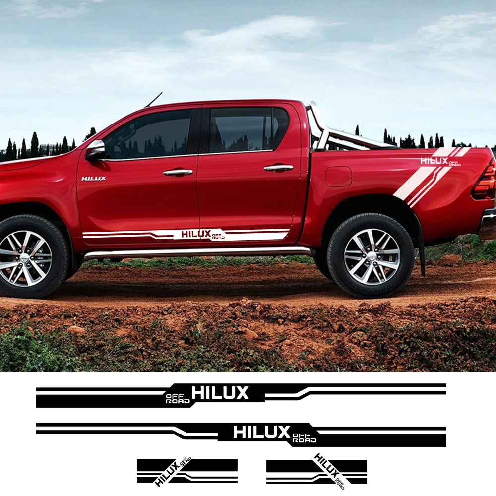 Pickup Stickers Car Side Stripes Decals For Toyota Hilux Vigo Revo Truck Graphics Vinyl Film Custom Letter Cover Car Accessories