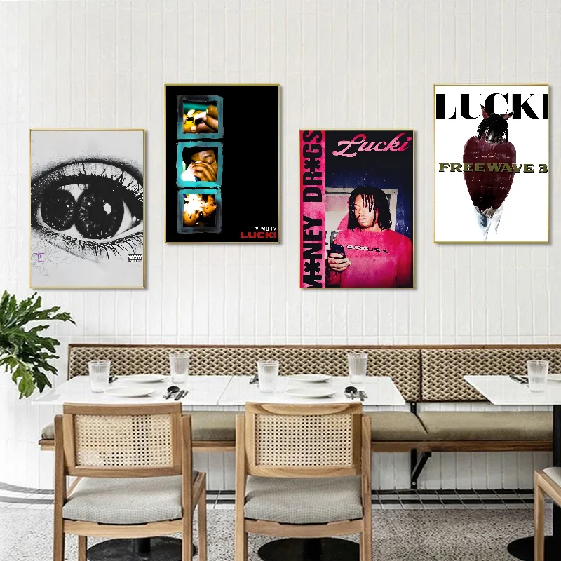 Lucki Rapper Poster Self-adhesive Art Waterproof Paper Sticker Coffee House Bar Room Wall Decor