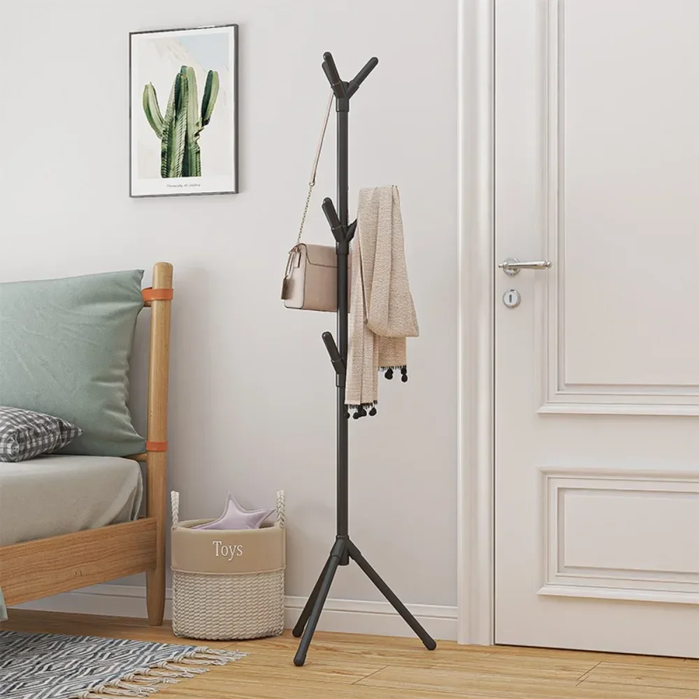 Standing Coat Rack Hook Household Simple Metal Material Clothing Storage Rack Bedroom Space Saving Clothing Hat Storage Shelf