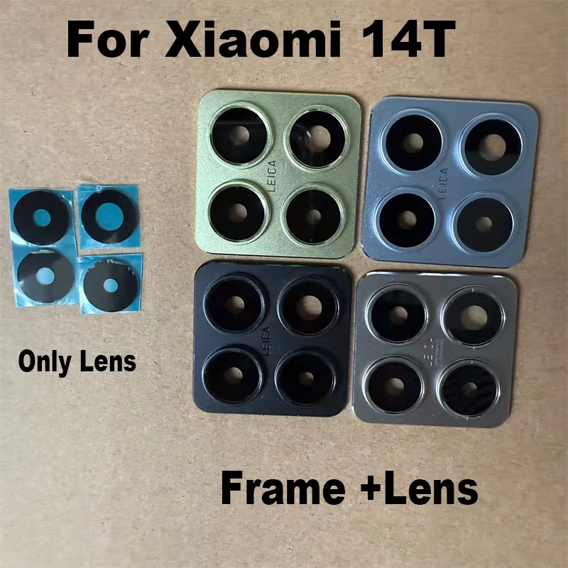 

Новинка для Xiaomi 14T, стеклянная задняя крышка объектива задней камеры с рамкой, клейкая наклейка, клейкая замена MI