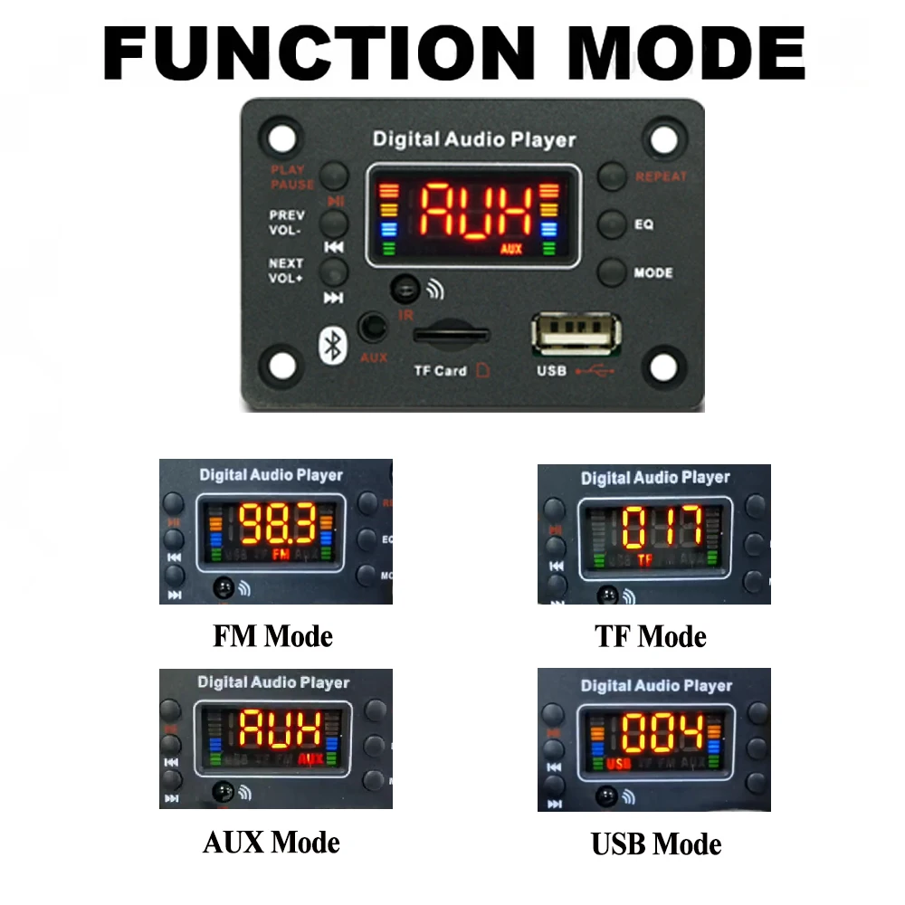 KEBIDU Bluetooth 5.0 MP3 WMA Decoder Board DC12V MP3 Player USB TF FM Color Screen Car Radio Module Home Wireless MP3 Player