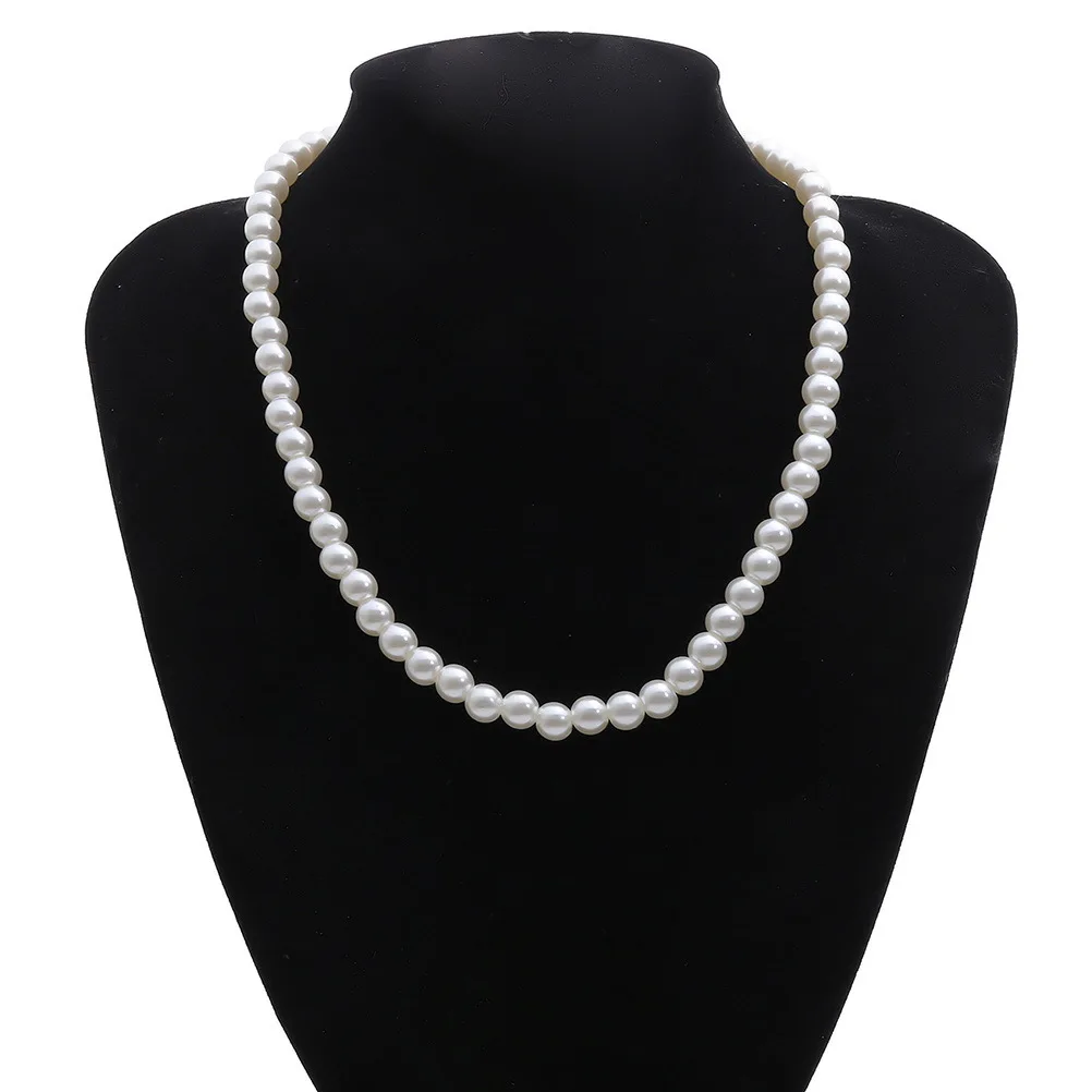 

Imitation Pearl Necklace White Single Layer Handmade Elegant Choker for Women All-Match Decorative Jewelry Party Wedding