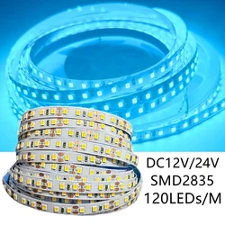 2835 LED Strip 120LEDs/m DC12V 24V Home Lamp Strip Red Ice Blue Green Yellow Pink And Cuttable Flexible Soft Lamp Bar Home Decor