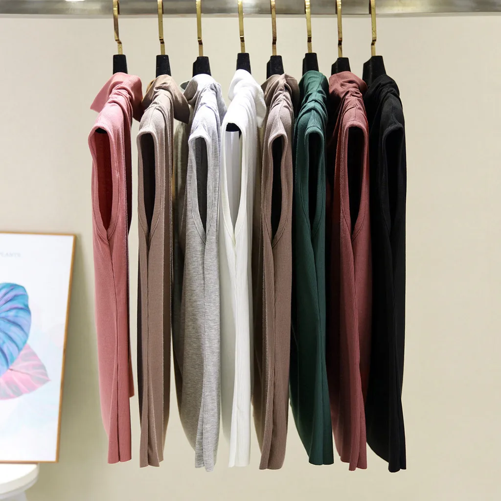 

Thin High Collar Svel Turtlene Women's T-irt Street Sle Straight Cut Modal Fiber Summer Thin High Collar Top