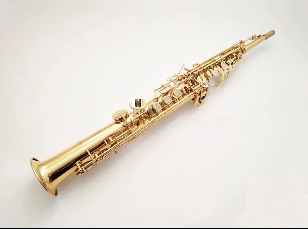 Japan S-901 Original 1 :1 key type lacquered gold Soprano Saxophone B flat Top professional  playing Musical Instruments