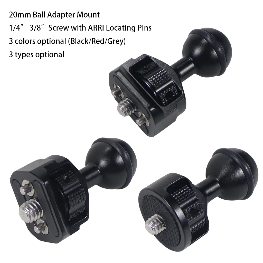 20mm Kugelkopf-Klemmhalterungsadapter mit 1/4'- und 3/8'-Schraube, ARRI-Positionierungsstift für DSLR-Kamera-Rig, Magic Arm, Monitor- und Lichthalterung – Detail 1