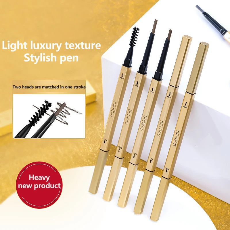 Apontador de lápis de sobrancelha, cor à prova d'água, iniciante, durável e longo, extremamente fino, duas cabeças, duradouro, sobrancelha um olho