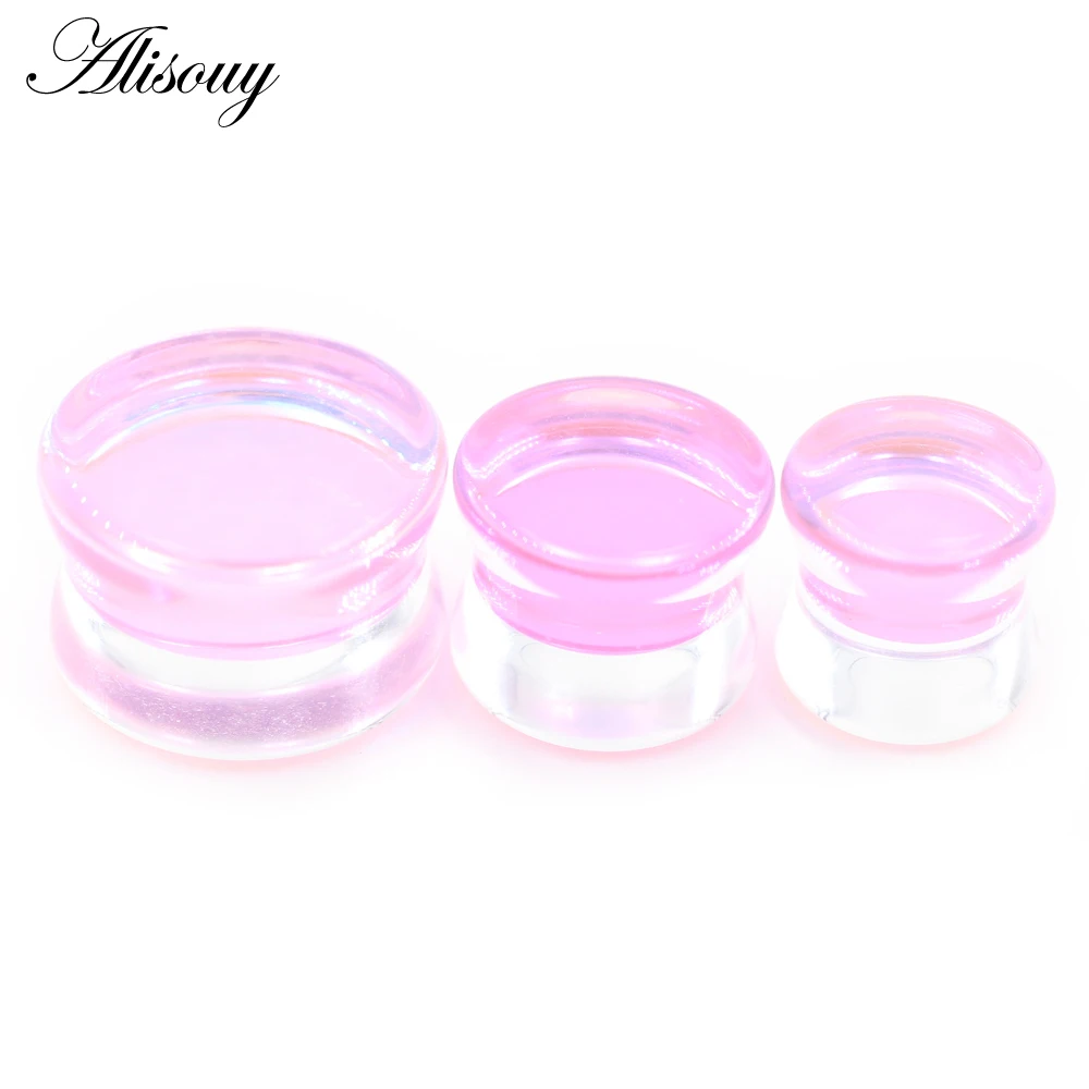 Alisouy 1PC 6mm-30mm Round Glass Women Men Ear Plugs Tunnels Guages Stretcher Expander Extender Earrings Piercing Body Jewelry