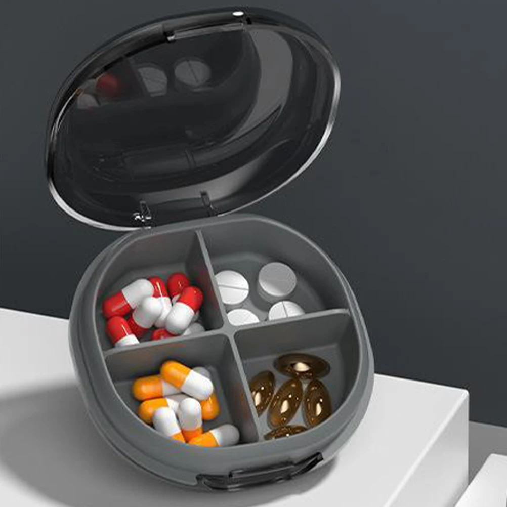 

Pill ganizer 4 Grid Compartment Portable Travel Case ABS Pills Container Sealed Storage Small Lightweight Outdoor