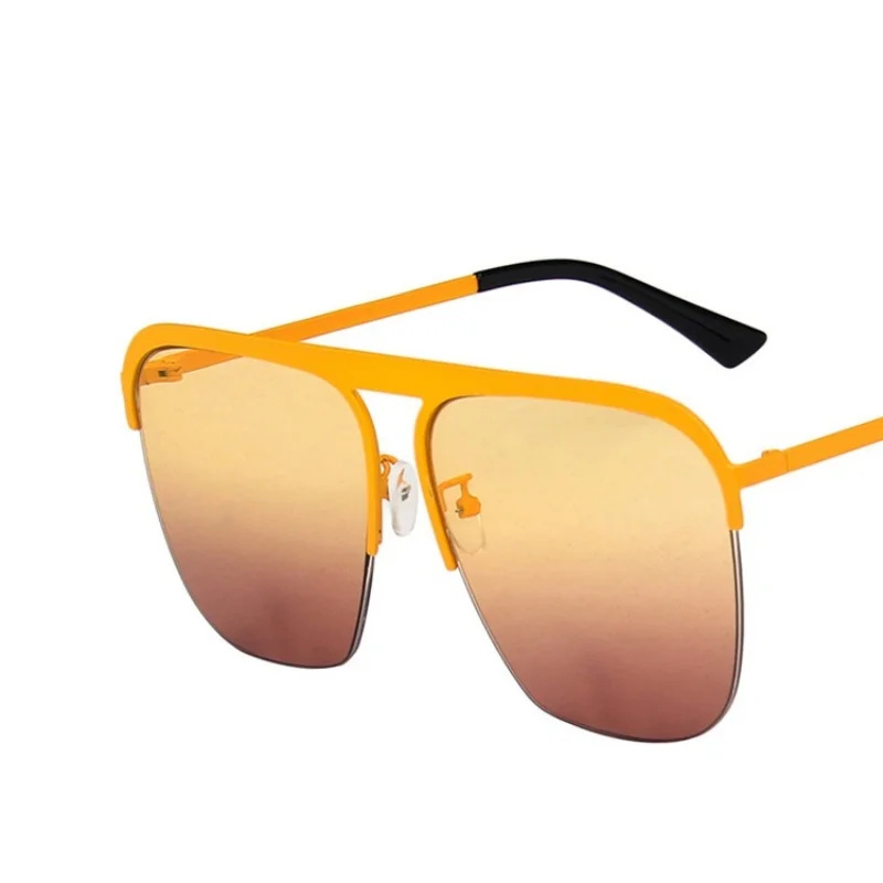 Gradient colour single beam retro metal half frame sunglasses Outdoor travel beach picnic sunglasses Women's daily accessories