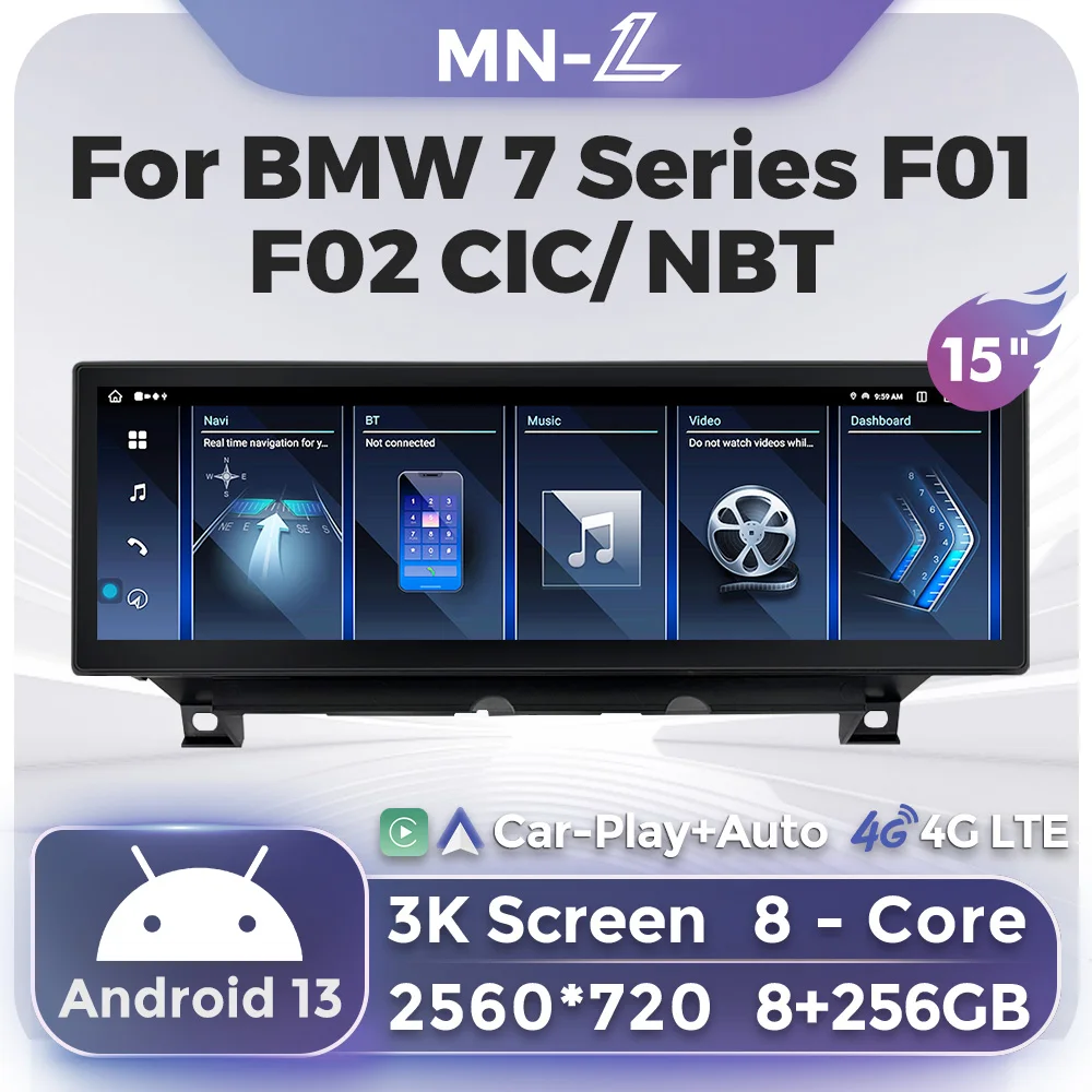 Android All in one For android BMW 7 Series bmw F01 F02 Car Radio 15inch 3K Screen Multimedia Player For Carplay Android Auto BT