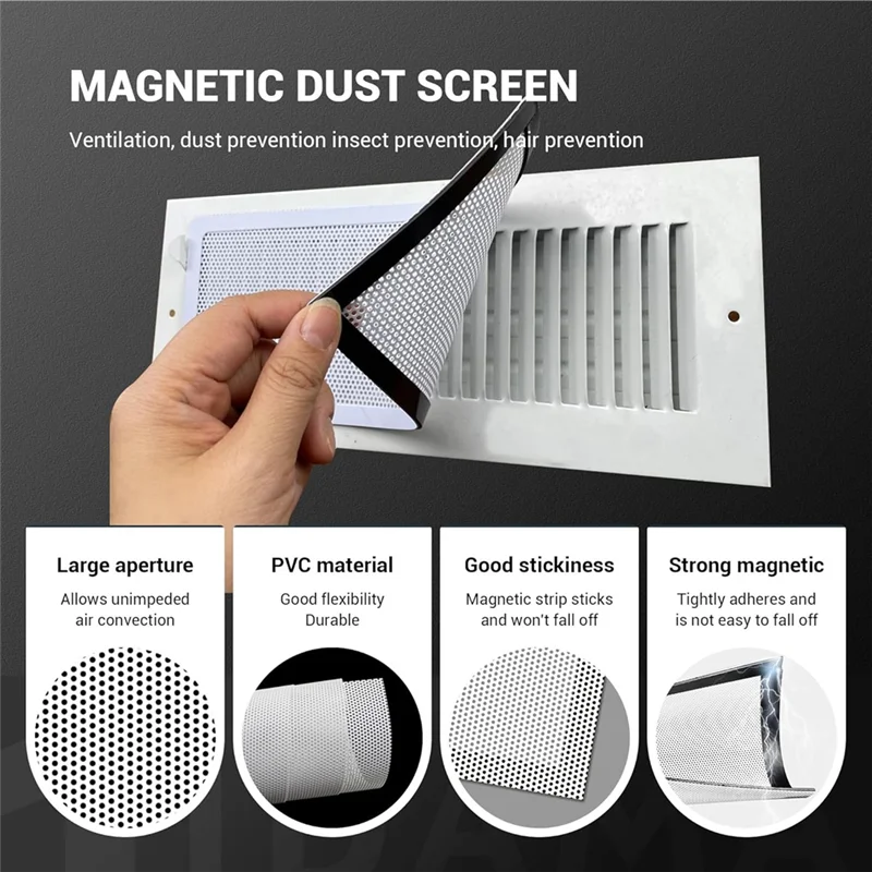 

【Фаворит!】Магнитные вентиляционные крышки для домашнего пола, 4X12 дюймов, сильные магнитные вентиляционные крышки для пола, простая установка, напольная крышка из ПВХ