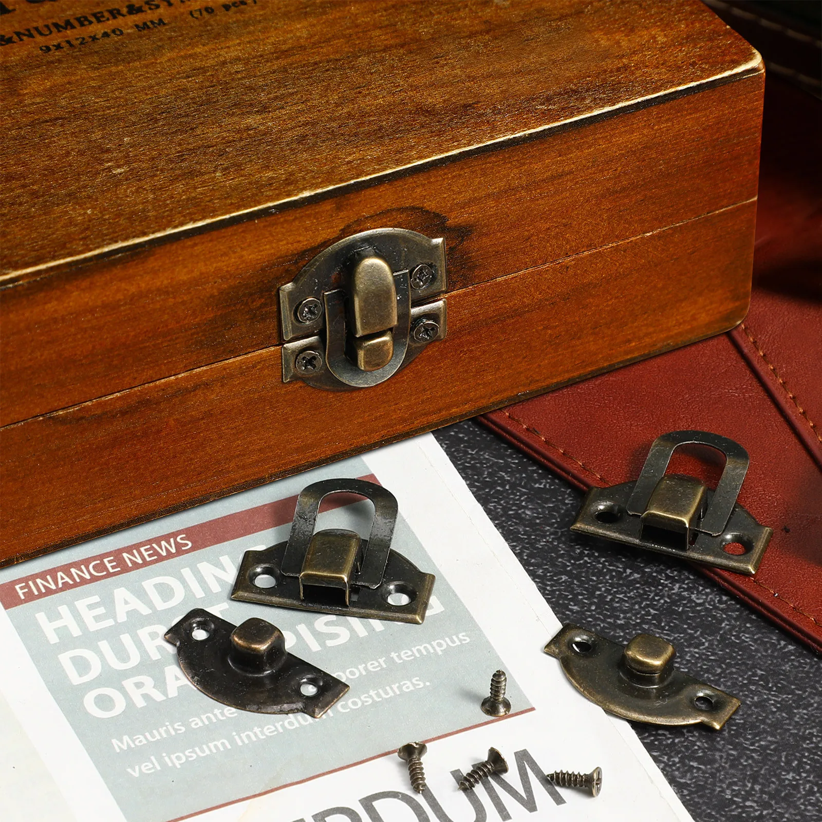 10 Buah Kunci Pengait Perunggu untuk Kotak Kayu, Lemari Perhiasan, Kotak Peralatan, Anti Karat, Kunci Pengait Dekoratif