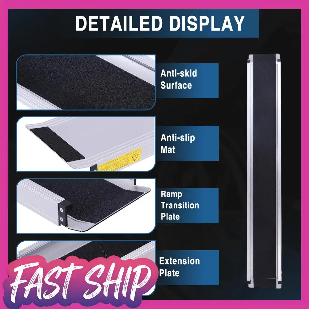 

8 Feet Adjustable Threshold Wheelchair Ramp Portable Door Threshold Wheelchair Ramps Non-Slip 661 LBS Capacity for Home Doorways