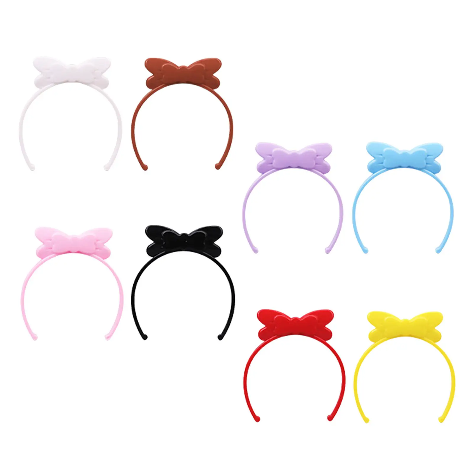 

8Pcs Cotton Mini Bowknot Hair Hoop Headband Dress-Up Party Favors Dollhouse Accessories Craft Supplies Props
