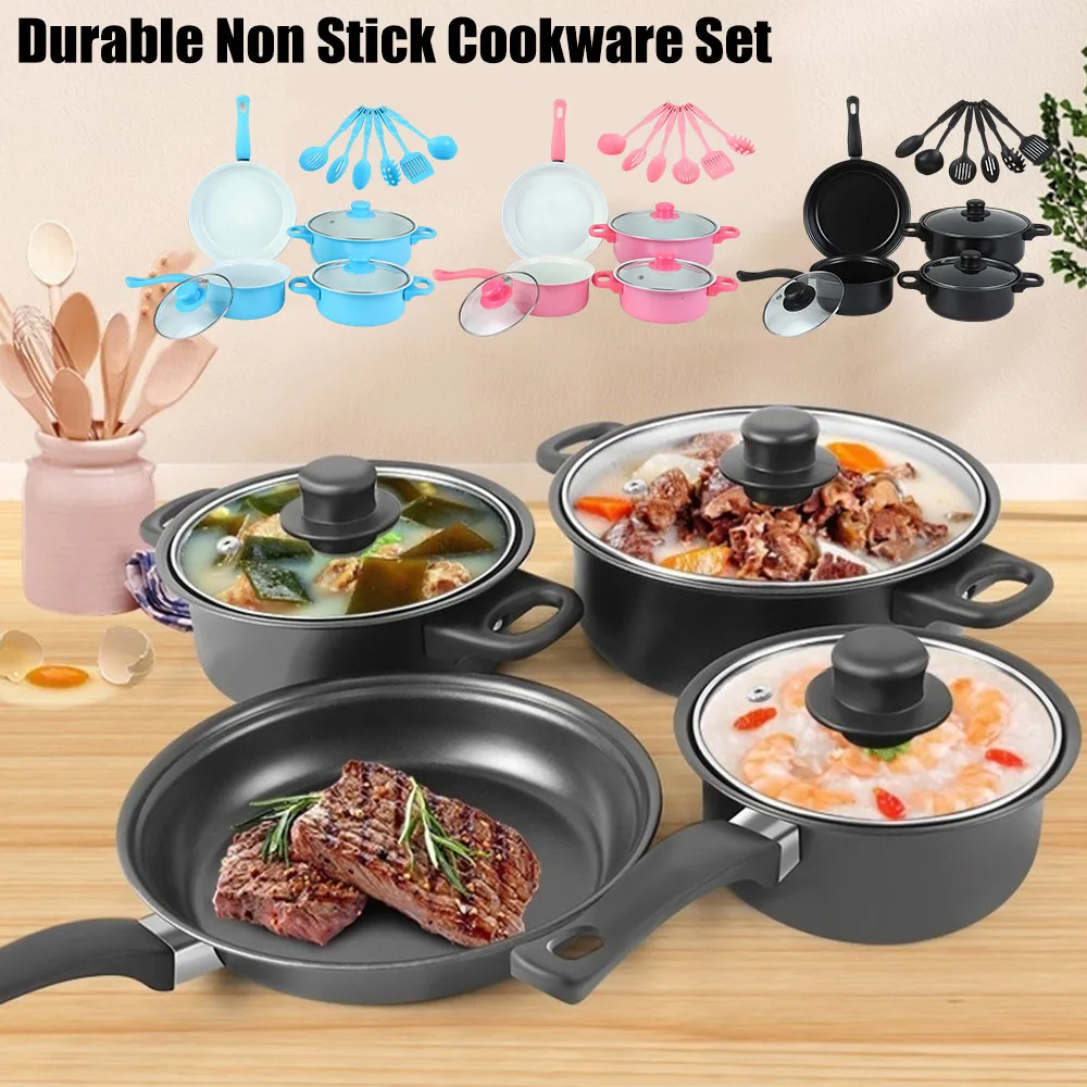 

Набор посуды из 12 предметов с антипригарным покрытием: глубокая сковорода с крышкой, молочник, сковорода из майфан-камня, набор штабелируемых кастрюль для всех типов плит